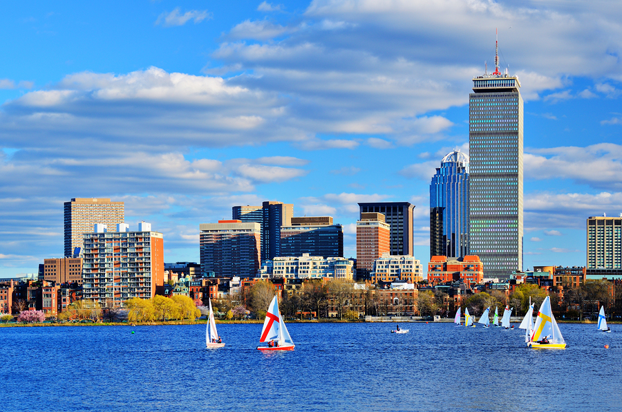 Boston's skyline at the Back Bay district.